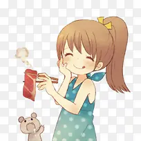 喂肉的小姑娘