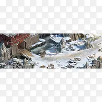 雪后的城墙小路游戏场景