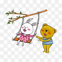 荡秋千的兔子