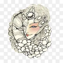 白色京剧美女头像