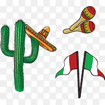 矢量手绘墨西哥文化