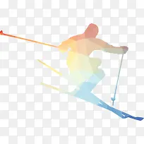 矢量多边形图案的滑雪运动员