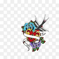 矢量彩色喜鹊围花图案
