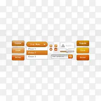 橘色按钮合集PSD源文件
