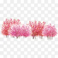 春季粉红色树林风景