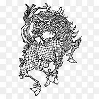 神兽麒麟线条图案