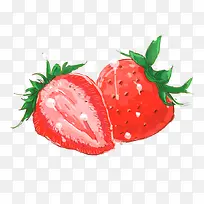 手绘草莓水果元素