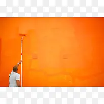 刷墙的男人橙色海报背景