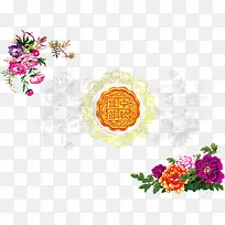 中秋节手绘地花朵月饼