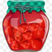 手绘草莓罐子绿色格子瓶盖