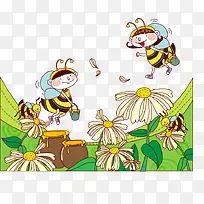 蜜蜂摘花采花蜜