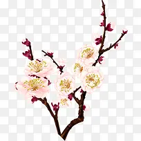 手绘粉色复古花朵树枝