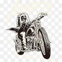 骑摩托车的矢量骷髅
