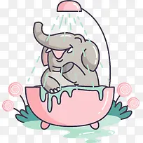 开心沐浴的可爱大象