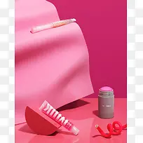 粉色唇膏海报背景