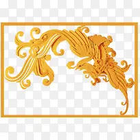 黄色凤凰雕刻中国风动物神兽