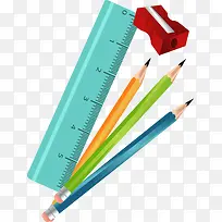 彩色铅笔直尺铅笔刀图案