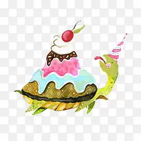 手绘乌龟蛋糕图案