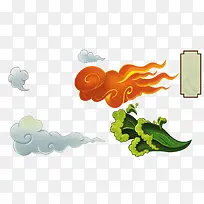 创意手绘质感黄色的祥云造型