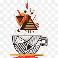 抽象图形拼图咖啡杯