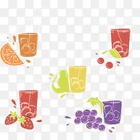 手绘的水果果汁