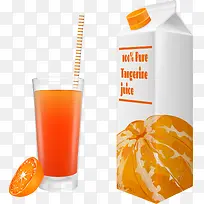 矢量橘子和果汁