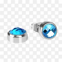 蓝色水晶磁石耳钉