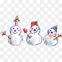 创意手绘水彩圣诞节元素雪人