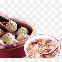 饺子包子八宝粥美食素材