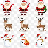 圣诞老人雪人与鹿素材免费下载