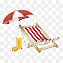 沙滩椅，遮阳伞矢量素材
