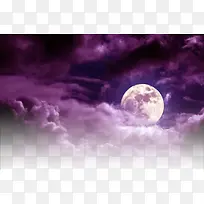 紫色夜空月亮海报背景