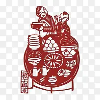创意陕西八大怪剪纸元素