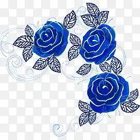 蓝色玫瑰花纹装饰