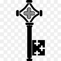关键一个菱形花和十字架图标