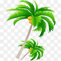 卡通夏日设计沙滩椰子树效果