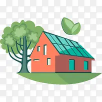 绿色环保矢量房子图
