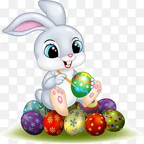 灰色卡通兔子彩蛋装饰图案