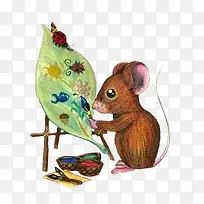 画花朵的老鼠