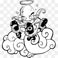 卡通铅笔画章鱼小怪