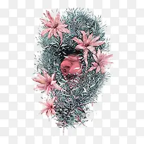 花丛里的人脸