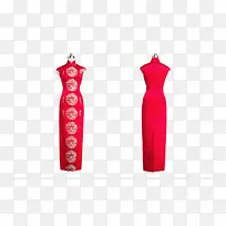 新款修身红色旗袍连衣裙