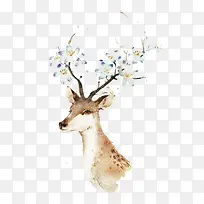 麋鹿花卉艺术创意图案