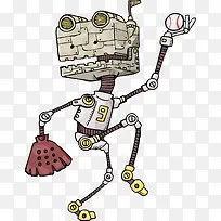 卡通复古棒球服机器人