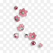 粉色小清新花朵花苞漂浮素材