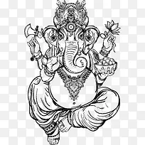 手绘泰国大象神