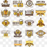 彩色啤酒节卡通标签