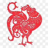 剪纸红色大公鸡