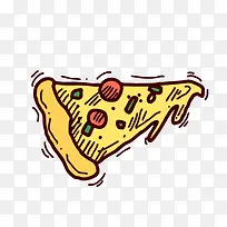 卡通手绘黄色的披萨