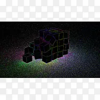 黑色破碎正方体海报背景